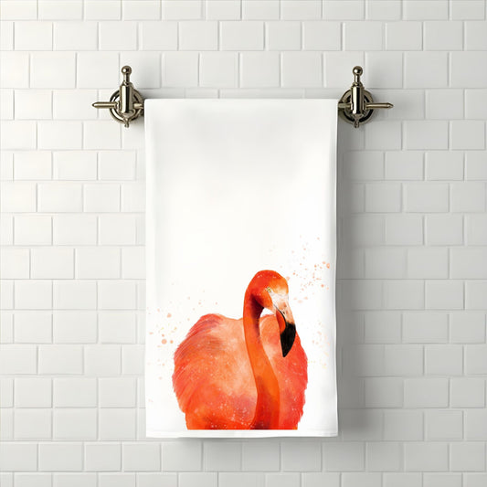 Flamingo Portrait Bathroom Towel - MerikaArt