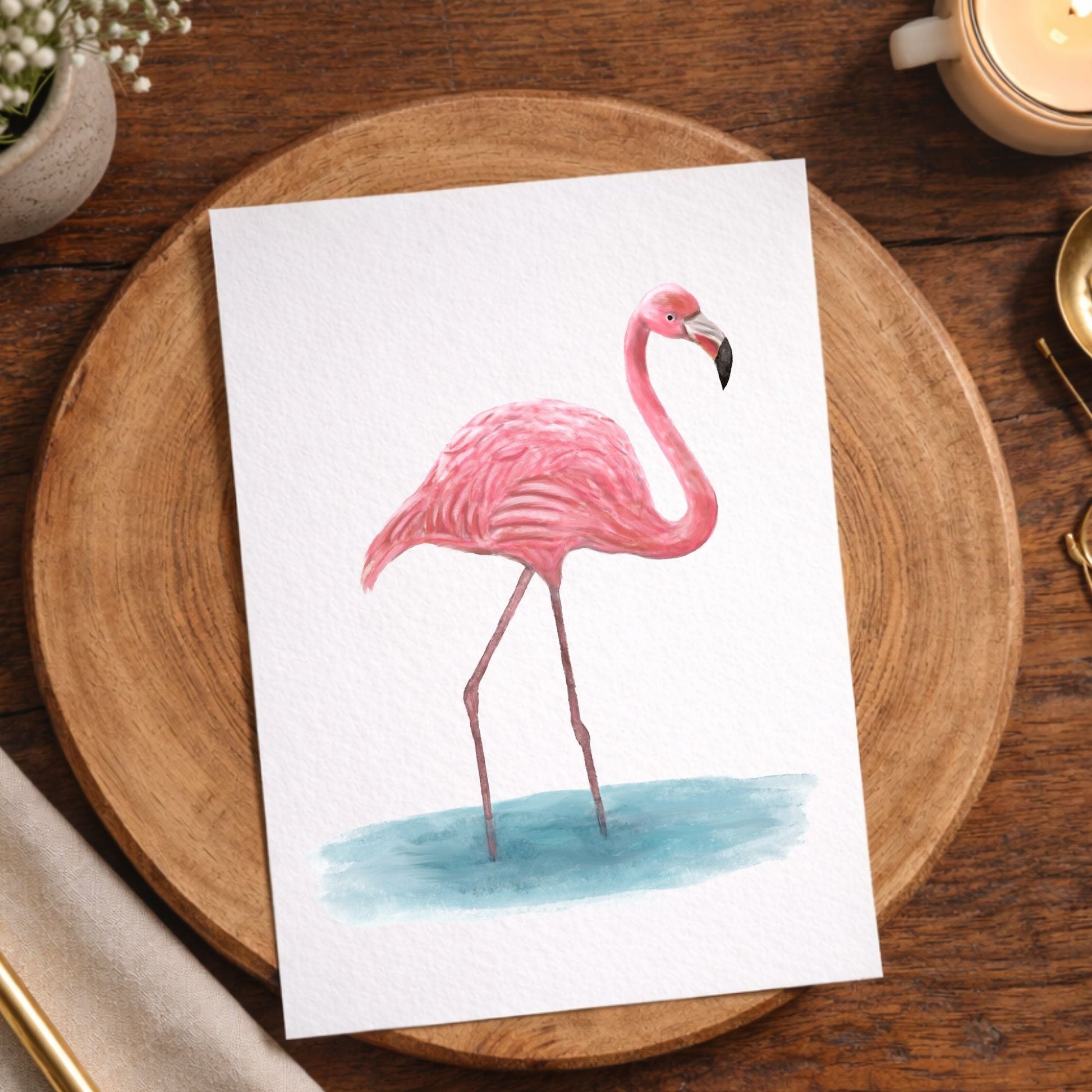 Flamingo Postcard - MerikaArt