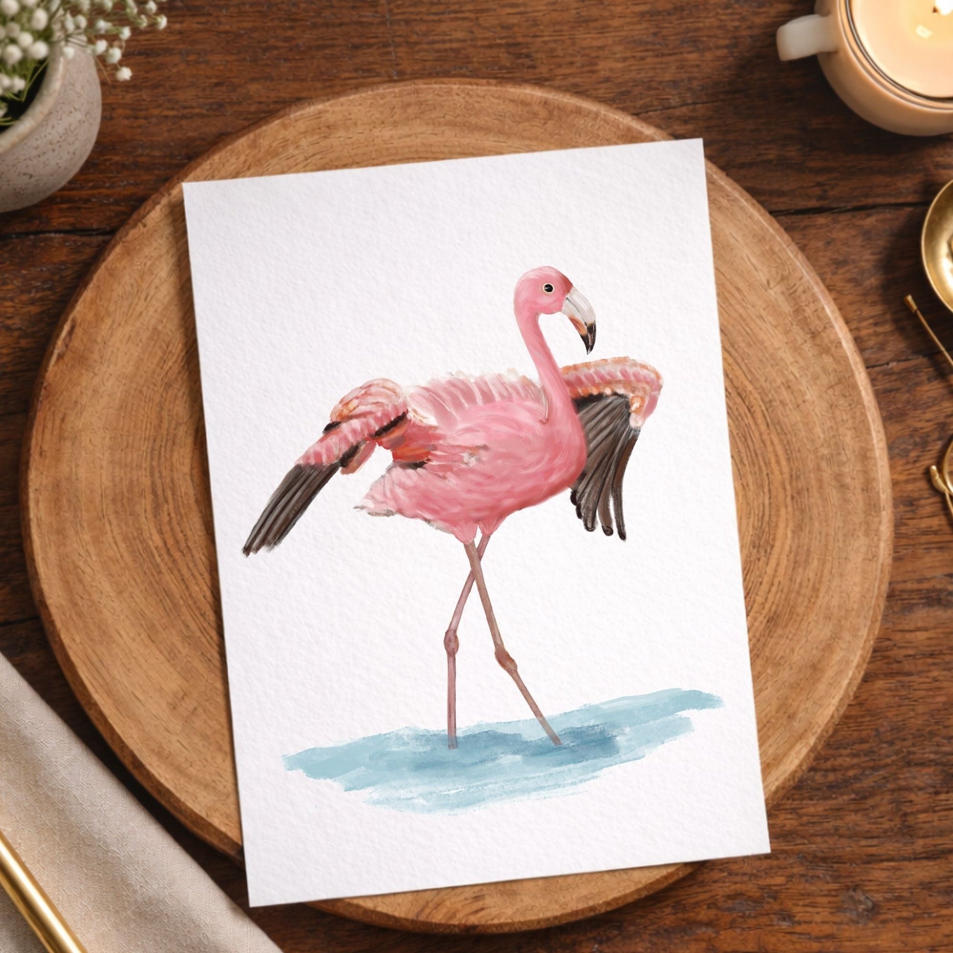 Flamingo Postcard - MerikaArt