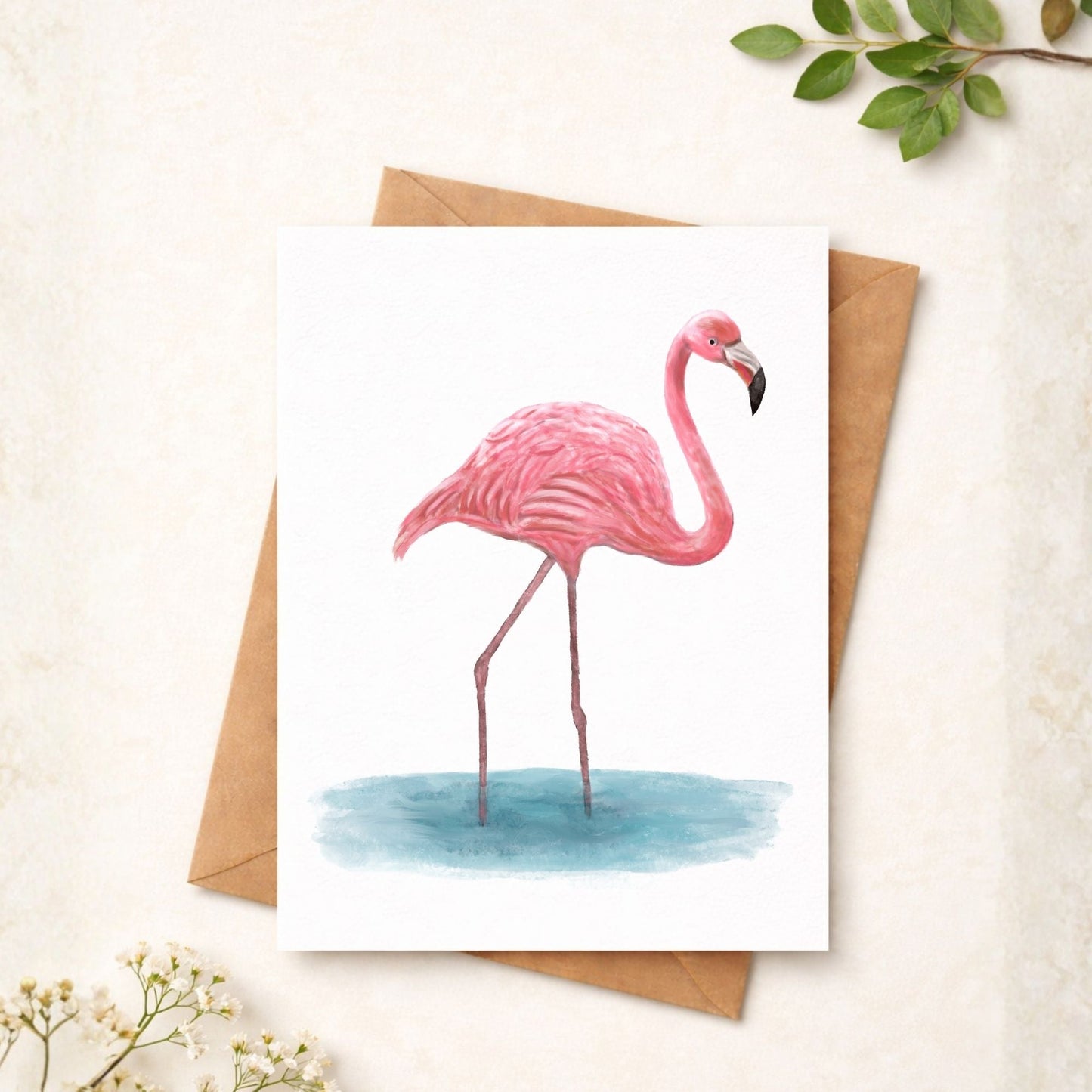 Flamingo Postcard - MerikaArt