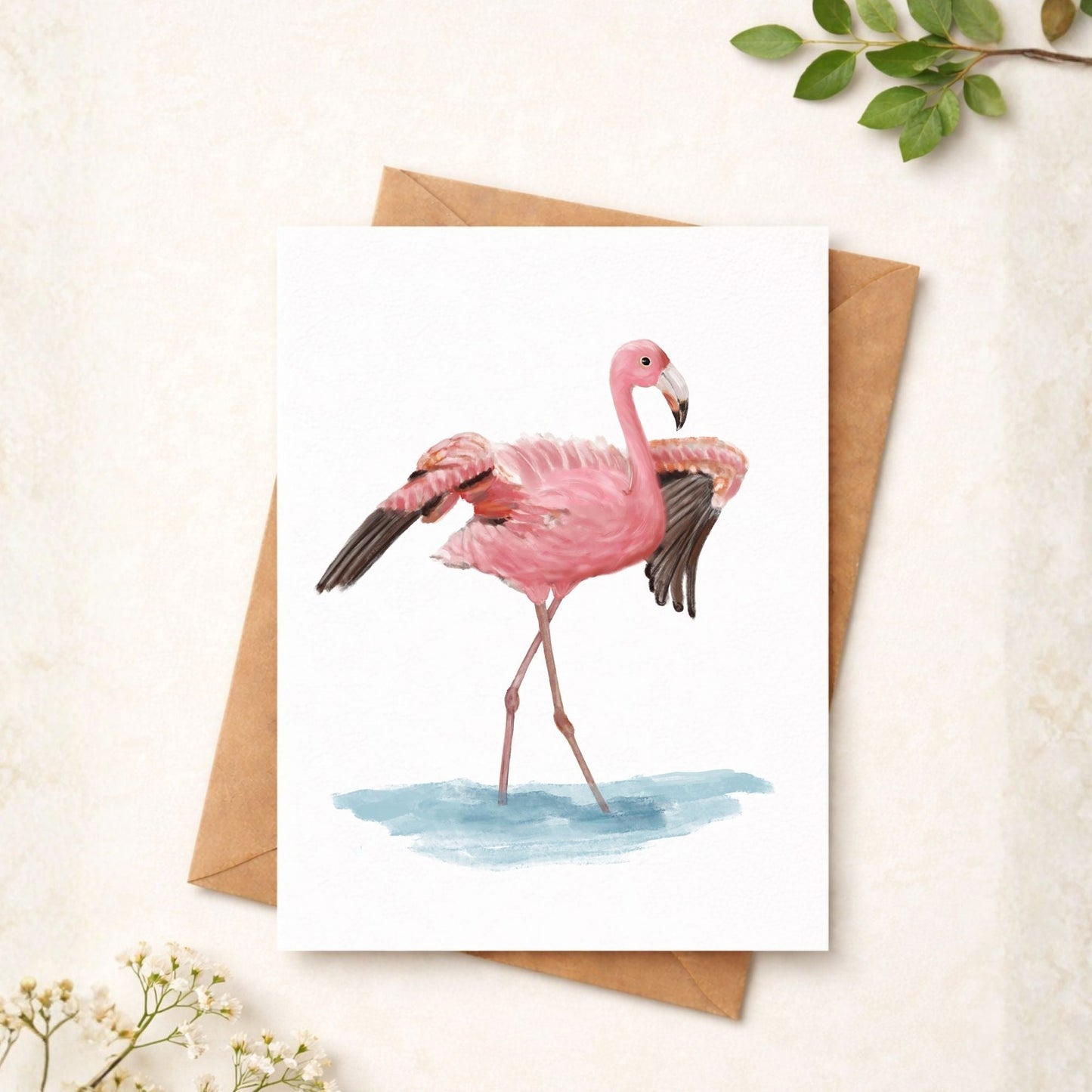 Flamingo Postcard - MerikaArt