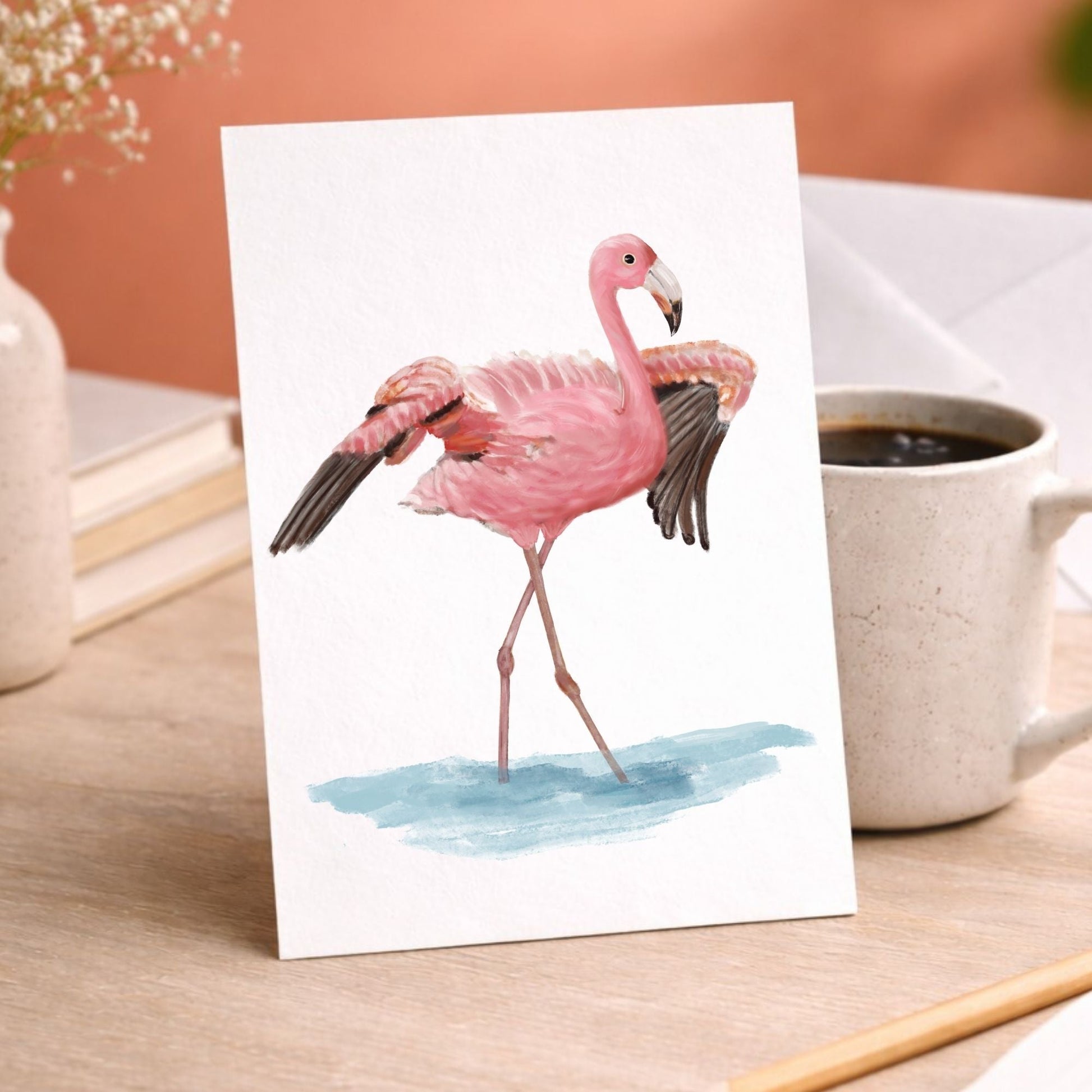 Flamingo Postcard - MerikaArt