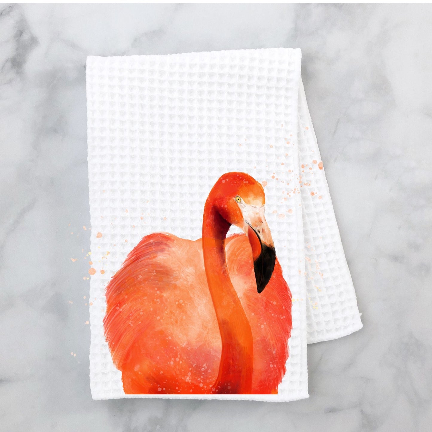 Flamingo Waffle Weave Kitchen Towel - MerikaArt