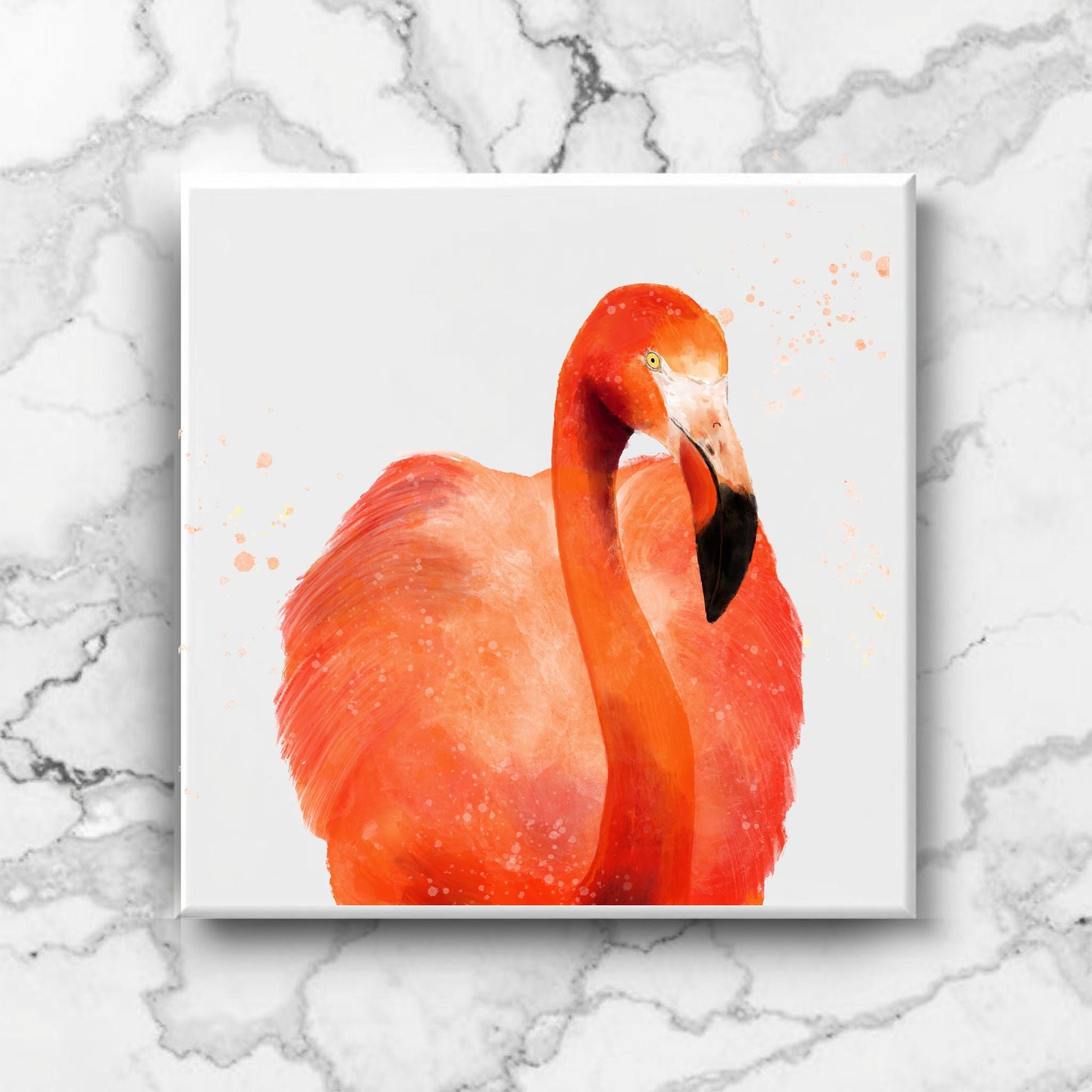 Flamingo Watercolor Ceramic Tile – Handcrafted Tropical Decor - MerikaArt