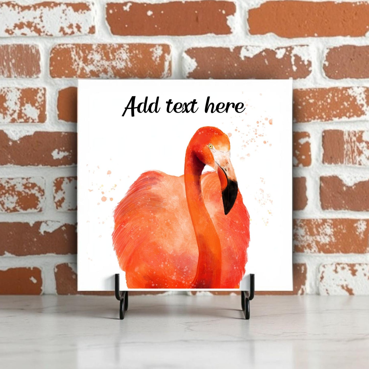 Flamingo Watercolor Ceramic Tile – Handcrafted Tropical Decor - MerikaArt