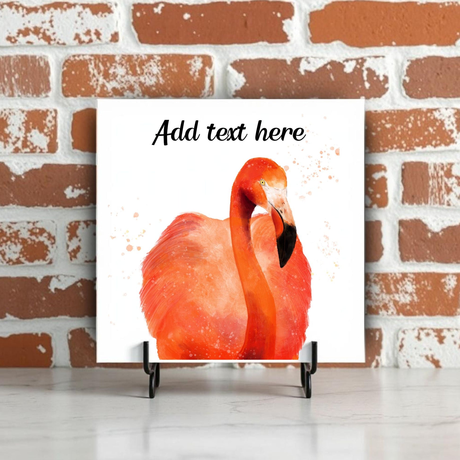 Flamingo Watercolor Ceramic Tile – Handcrafted Tropical Decor - MerikaArt
