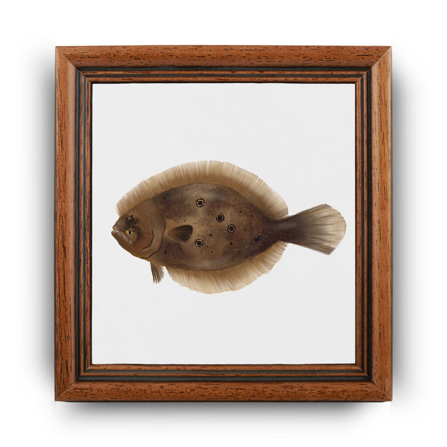 Flounder Ceramic Tile – Handcrafted Marine Artwork - MerikaArt