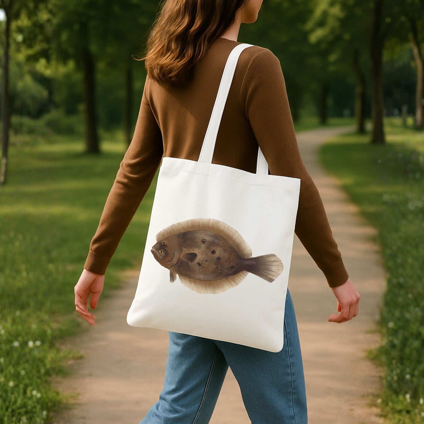 Flounder Fish Canvas Tote Bag - MerikaArt