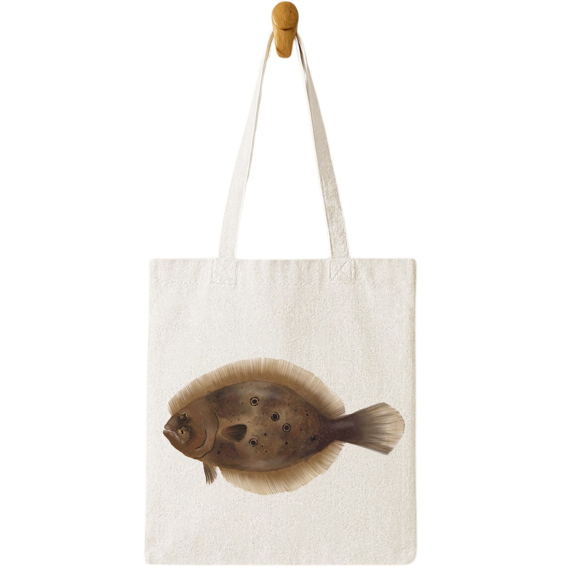 Flounder Fish Canvas Tote Bag - MerikaArt