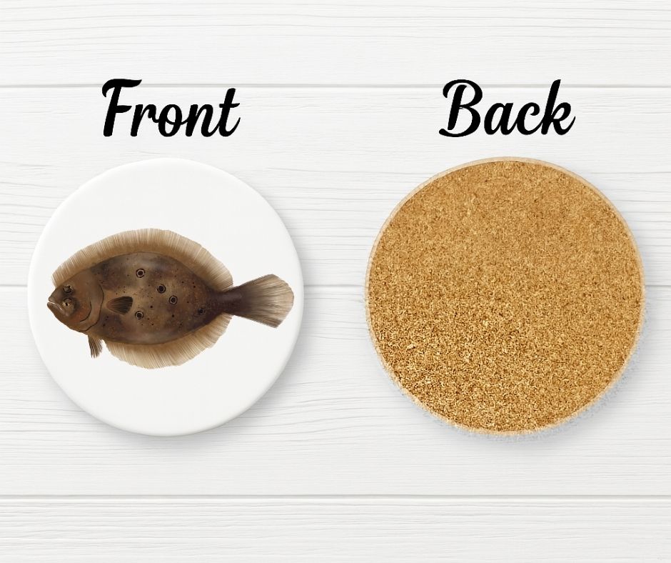 Flounder Fish Ceramic Coaster - MerikaArt