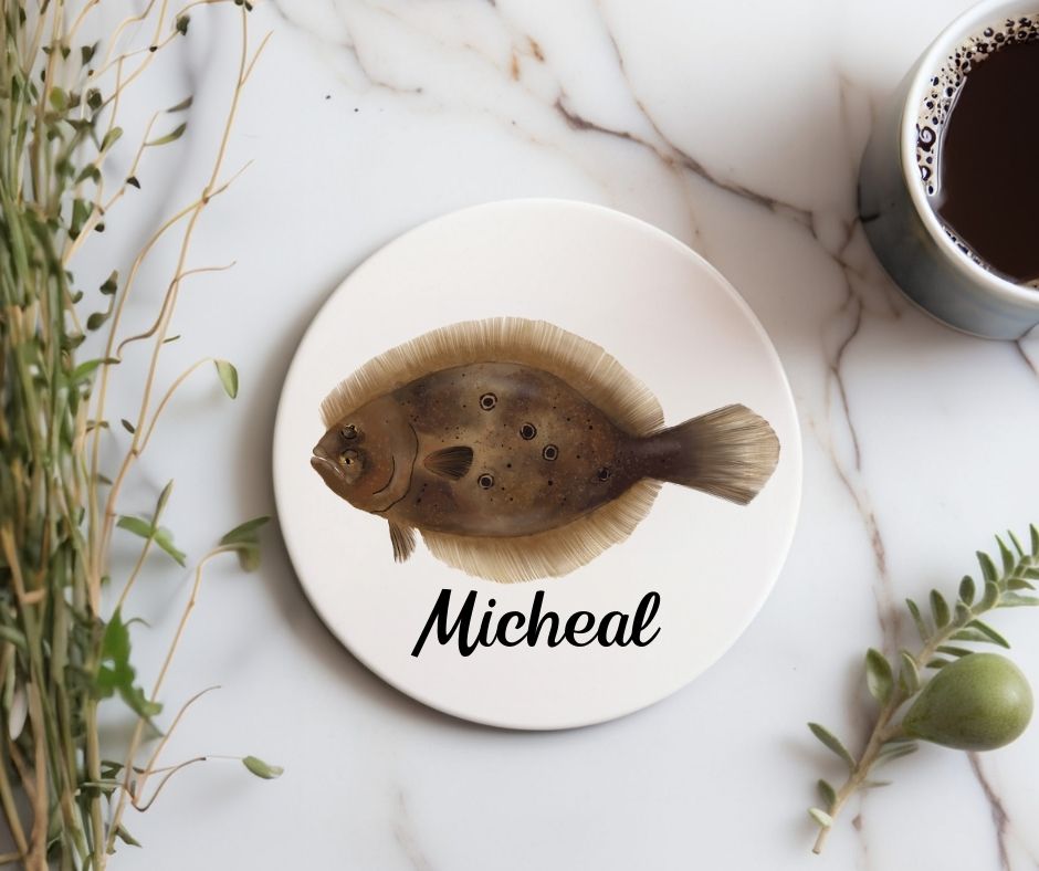 Flounder Fish Ceramic Coaster - MerikaArt