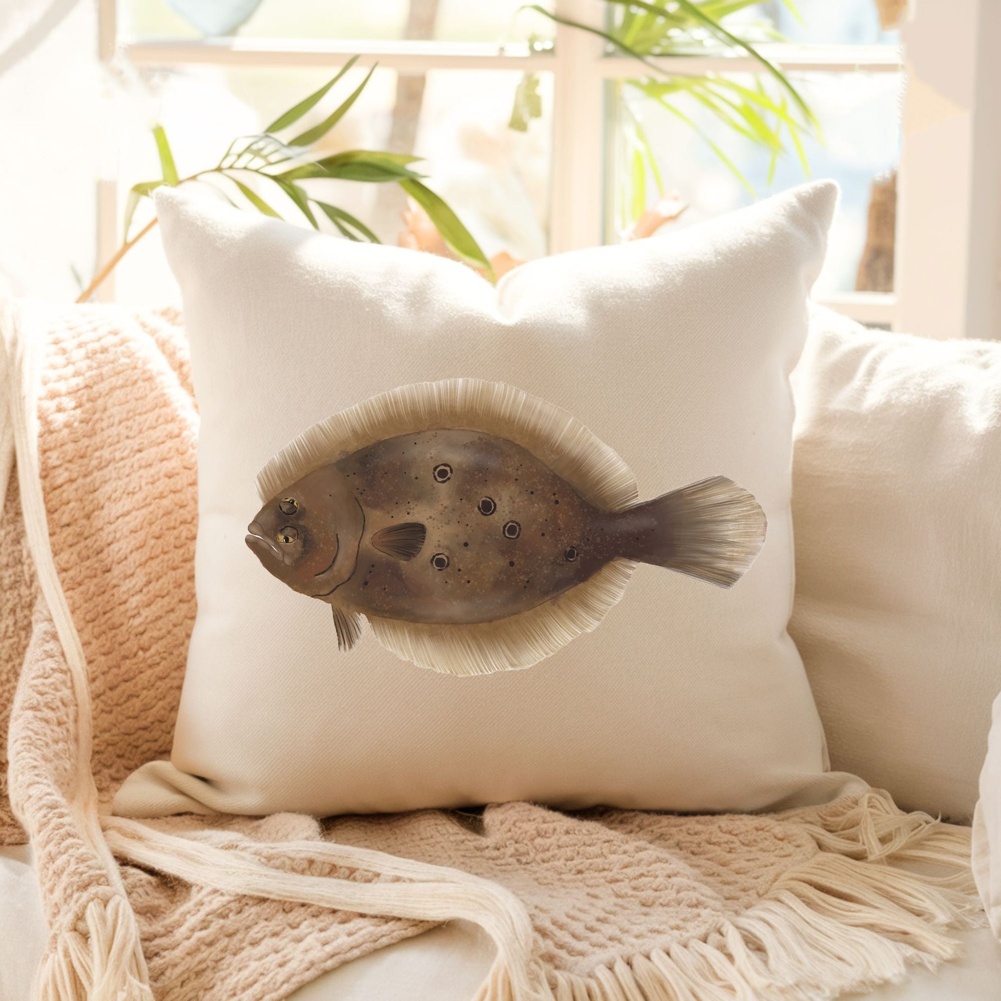 Flounder Fish Pillow - MerikaArt