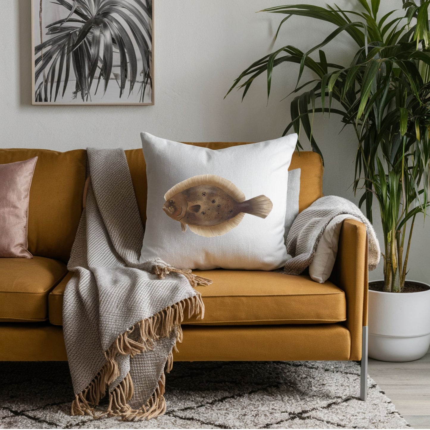 Flounder Fish Pillow - MerikaArt