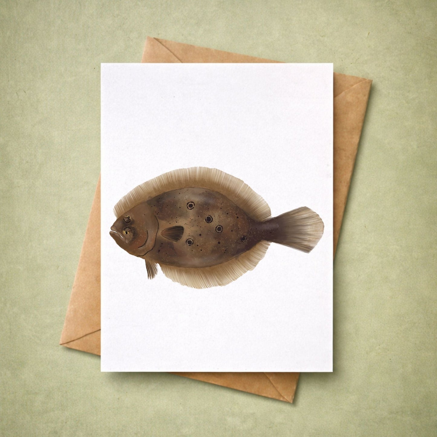 Flounder Fish Postcard - MerikaArt