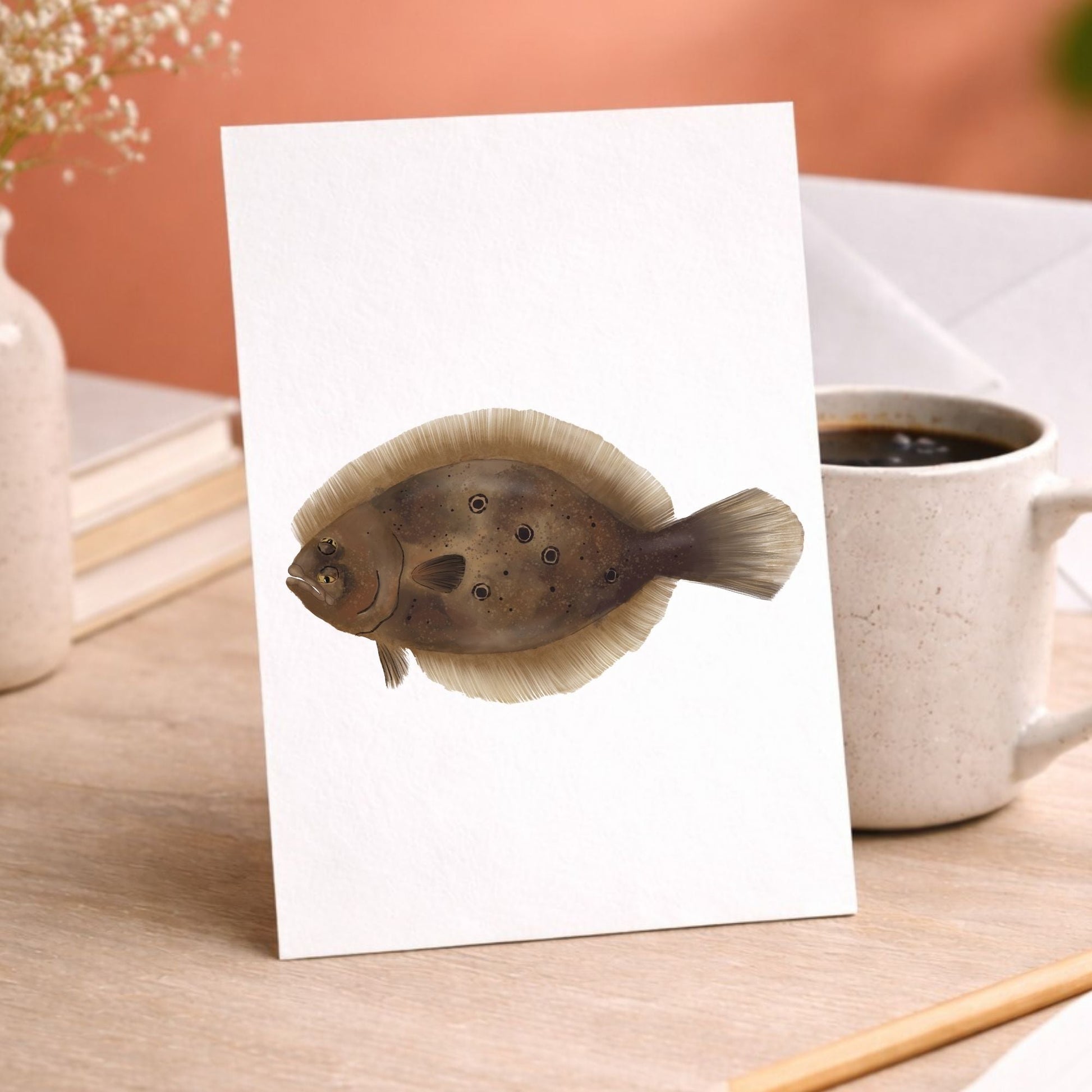 Flounder Fish Postcard - MerikaArt