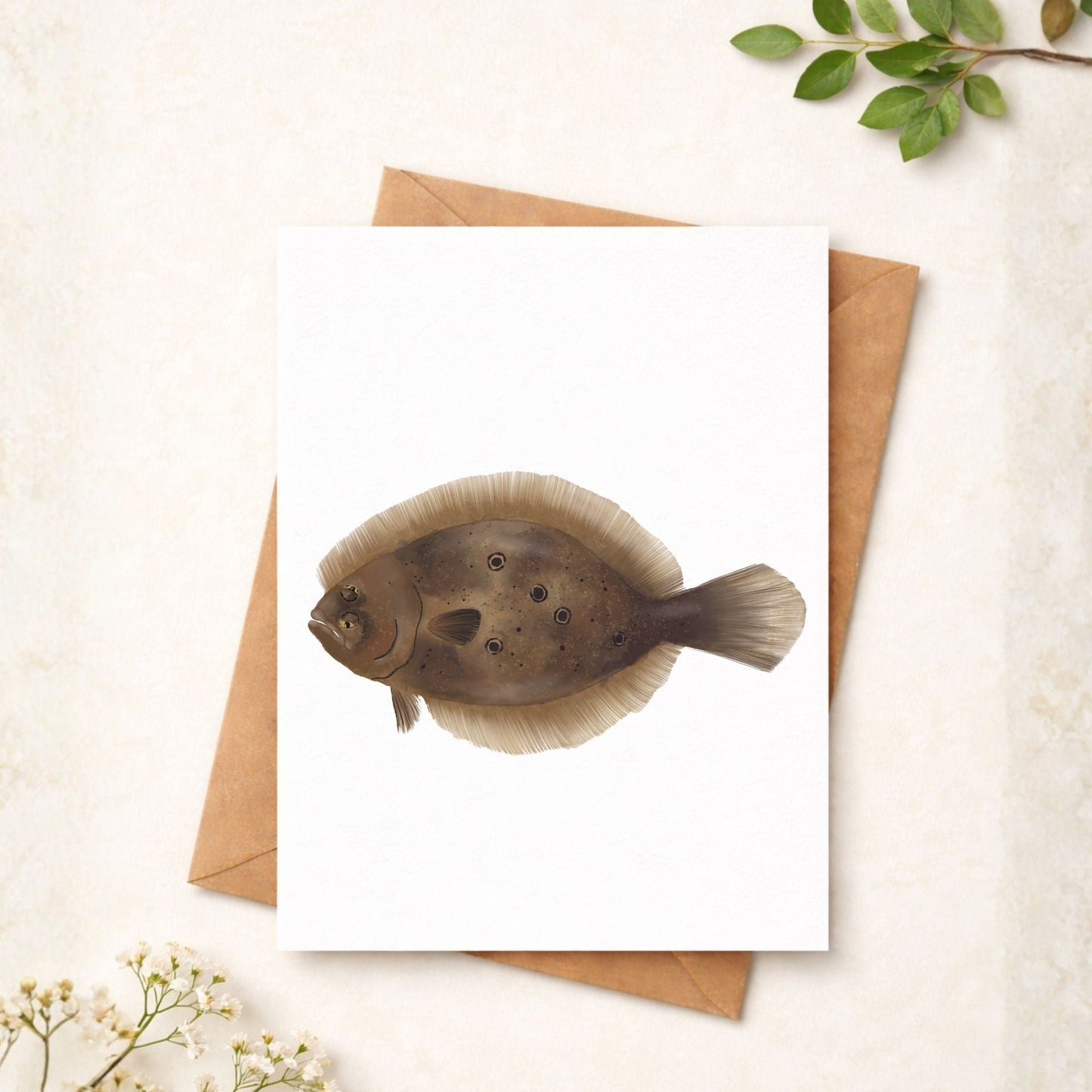 Flounder Fish Postcard - MerikaArt