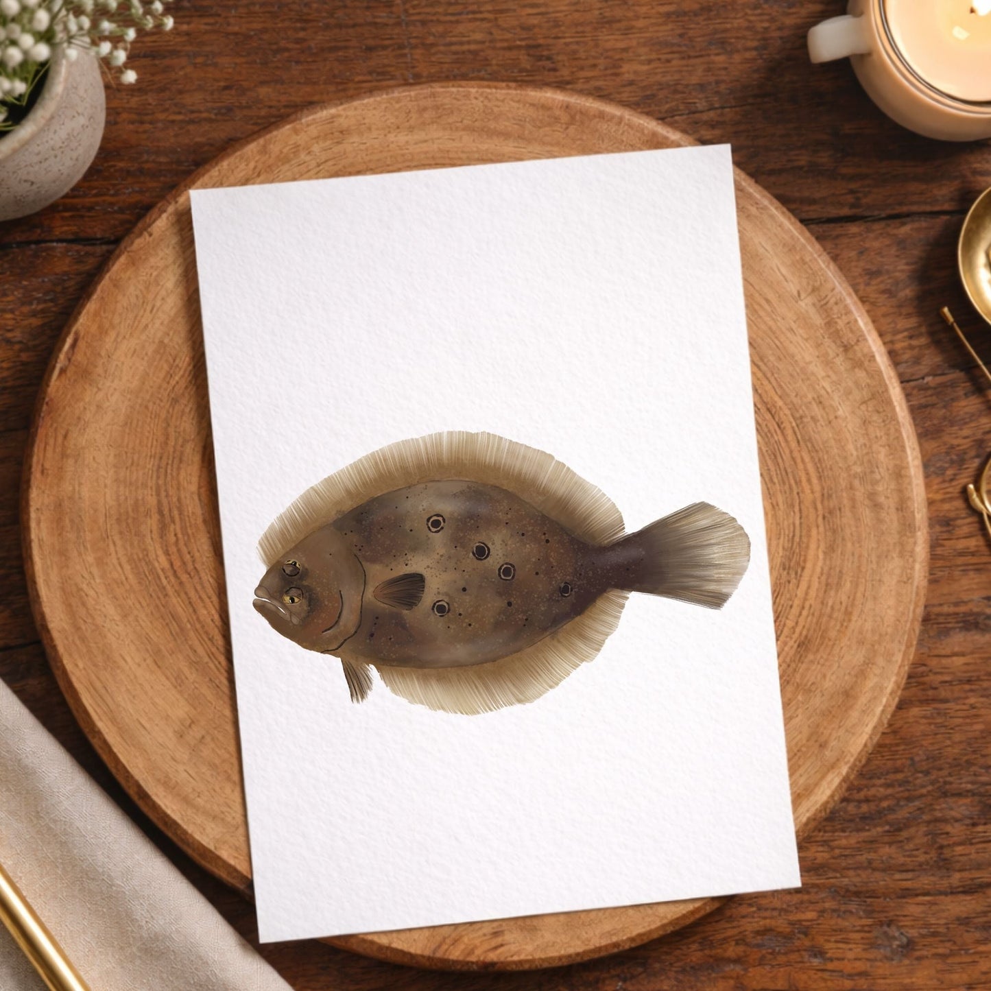 Flounder Fish Postcard - MerikaArt