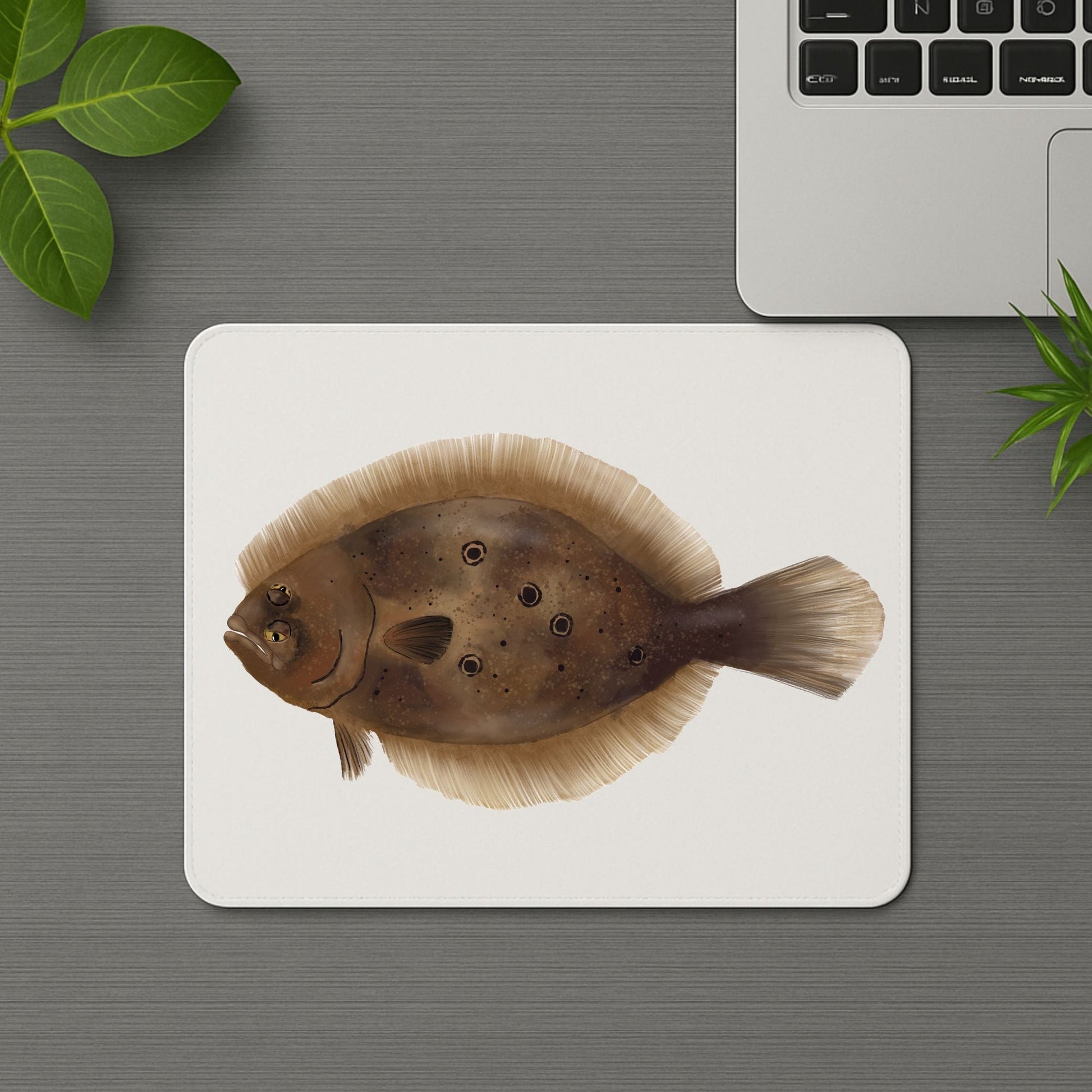 Flounder Fish Vinyl Mousepad - MerikaArt