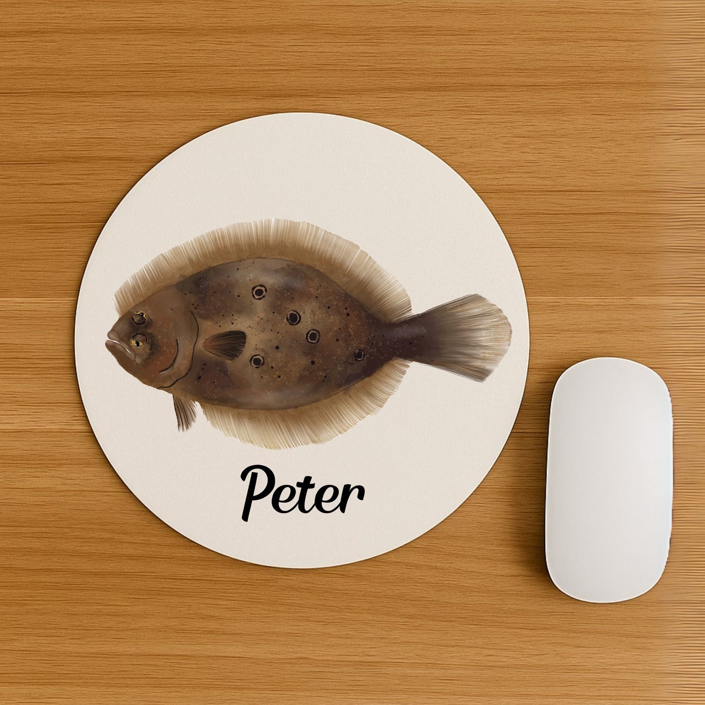Flounder Fish Vinyl Mousepad - MerikaArt