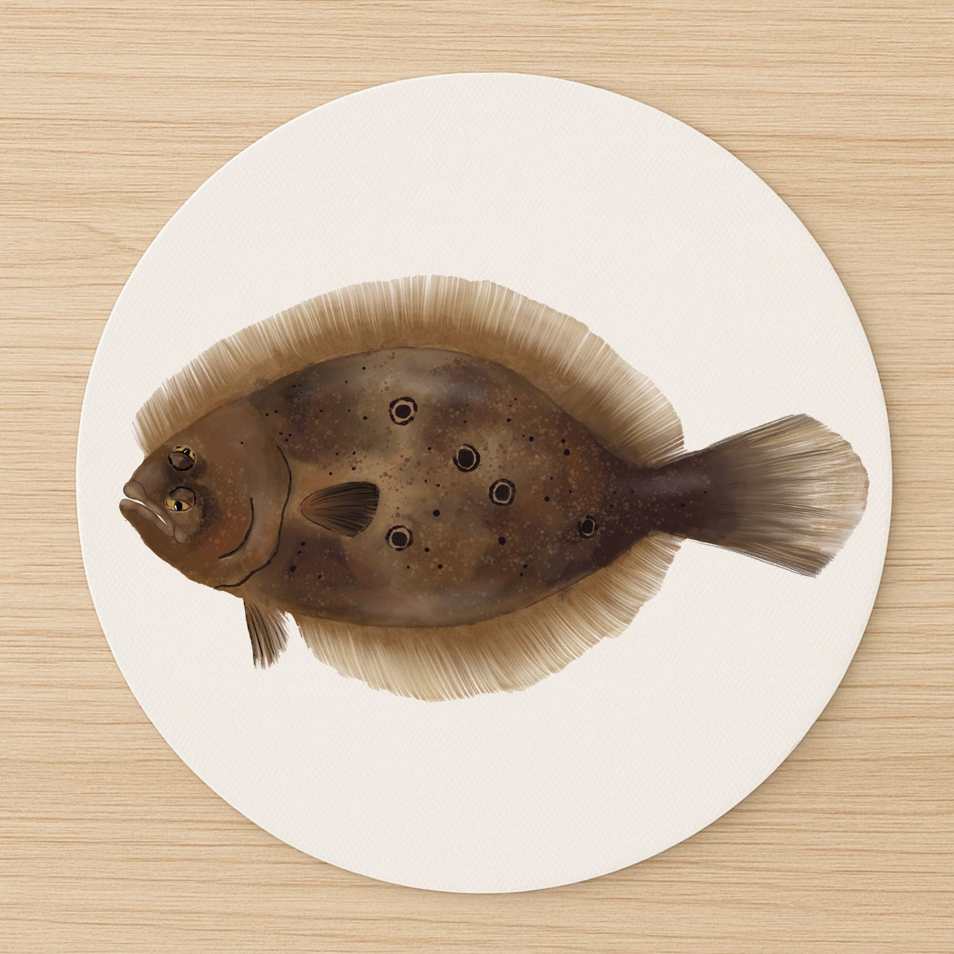 Flounder Fish Vinyl Mousepad - MerikaArt
