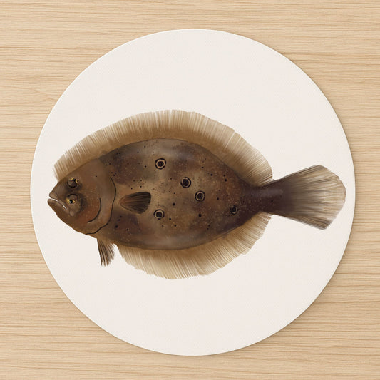 Flounder Fish Vinyl Mousepad - MerikaArt
