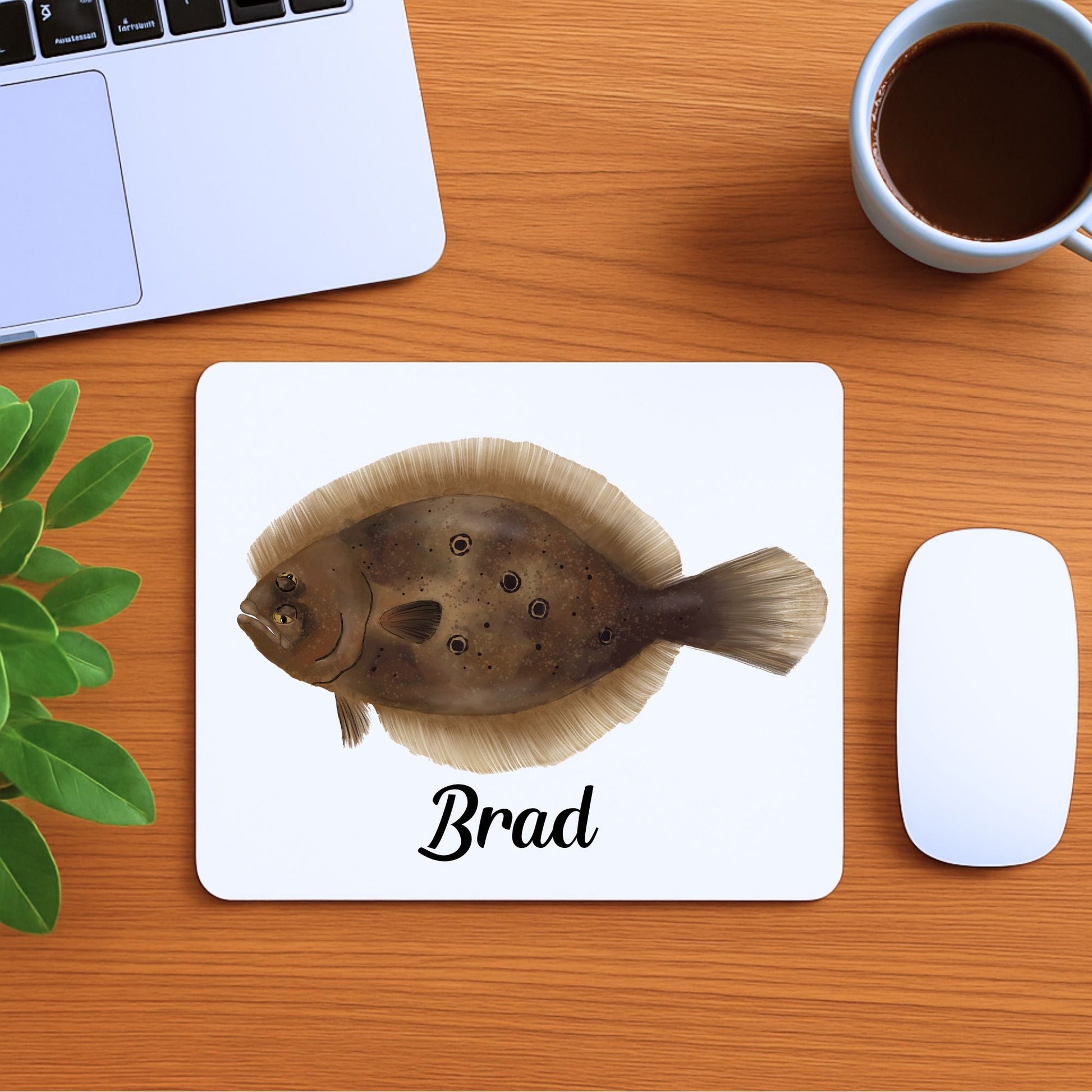 Flounder Fish Vinyl Mousepad - MerikaArt