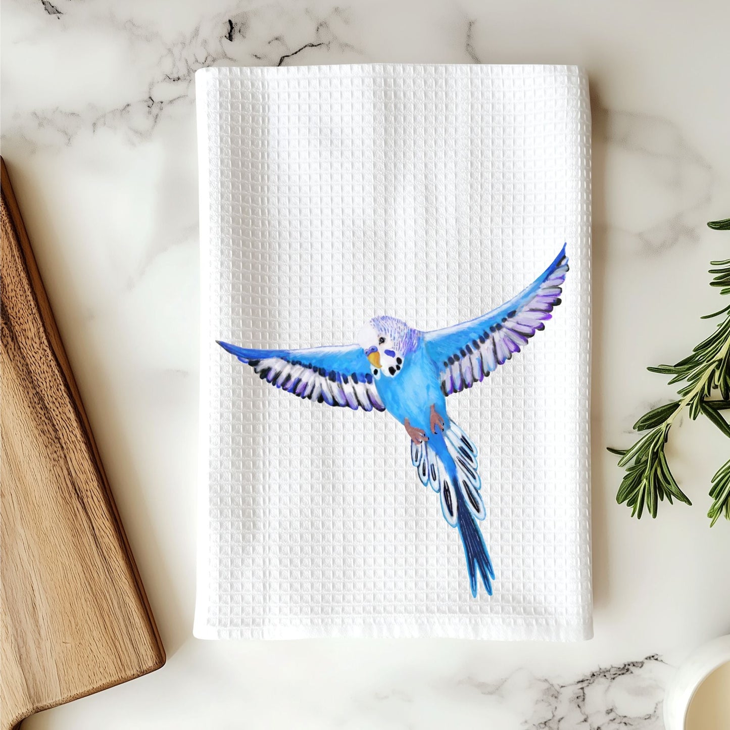 Flying Blue Budgie - MerikaArt
