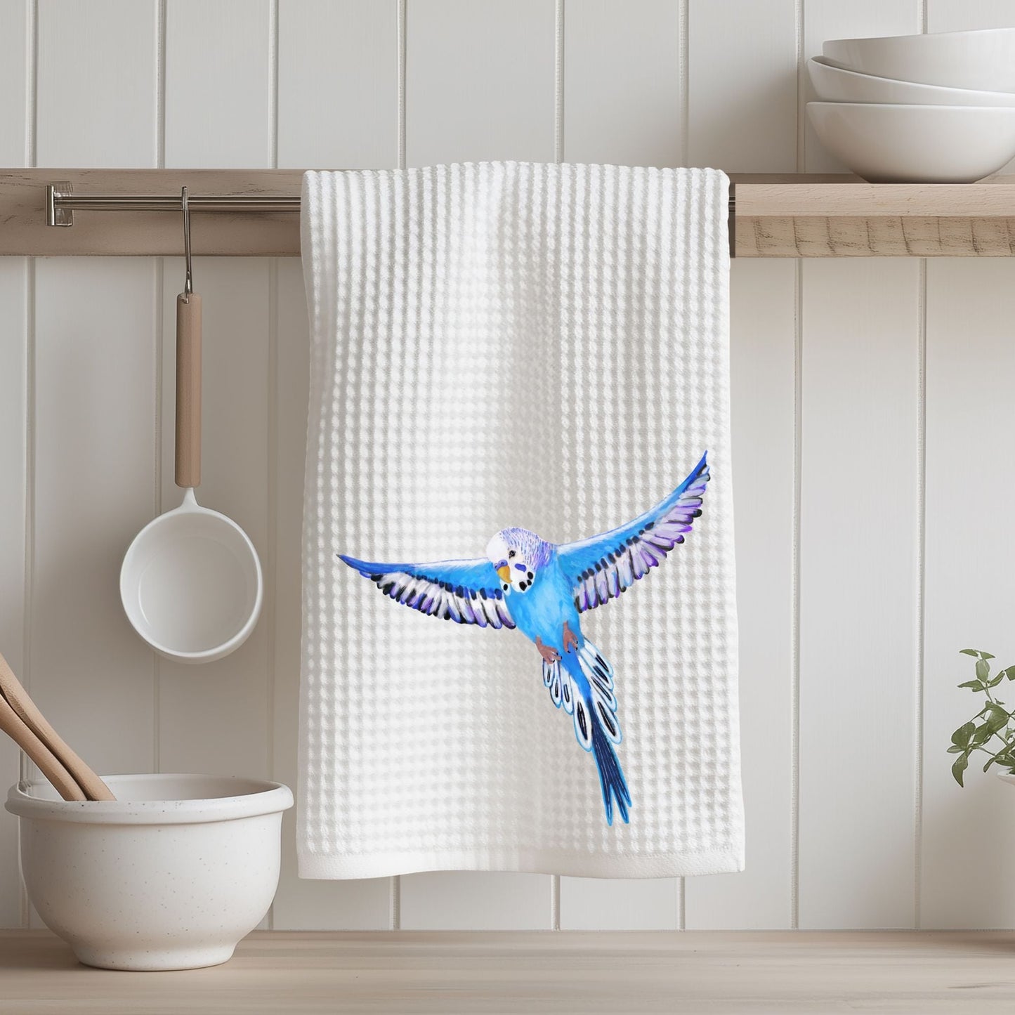Flying Blue Budgie - MerikaArt