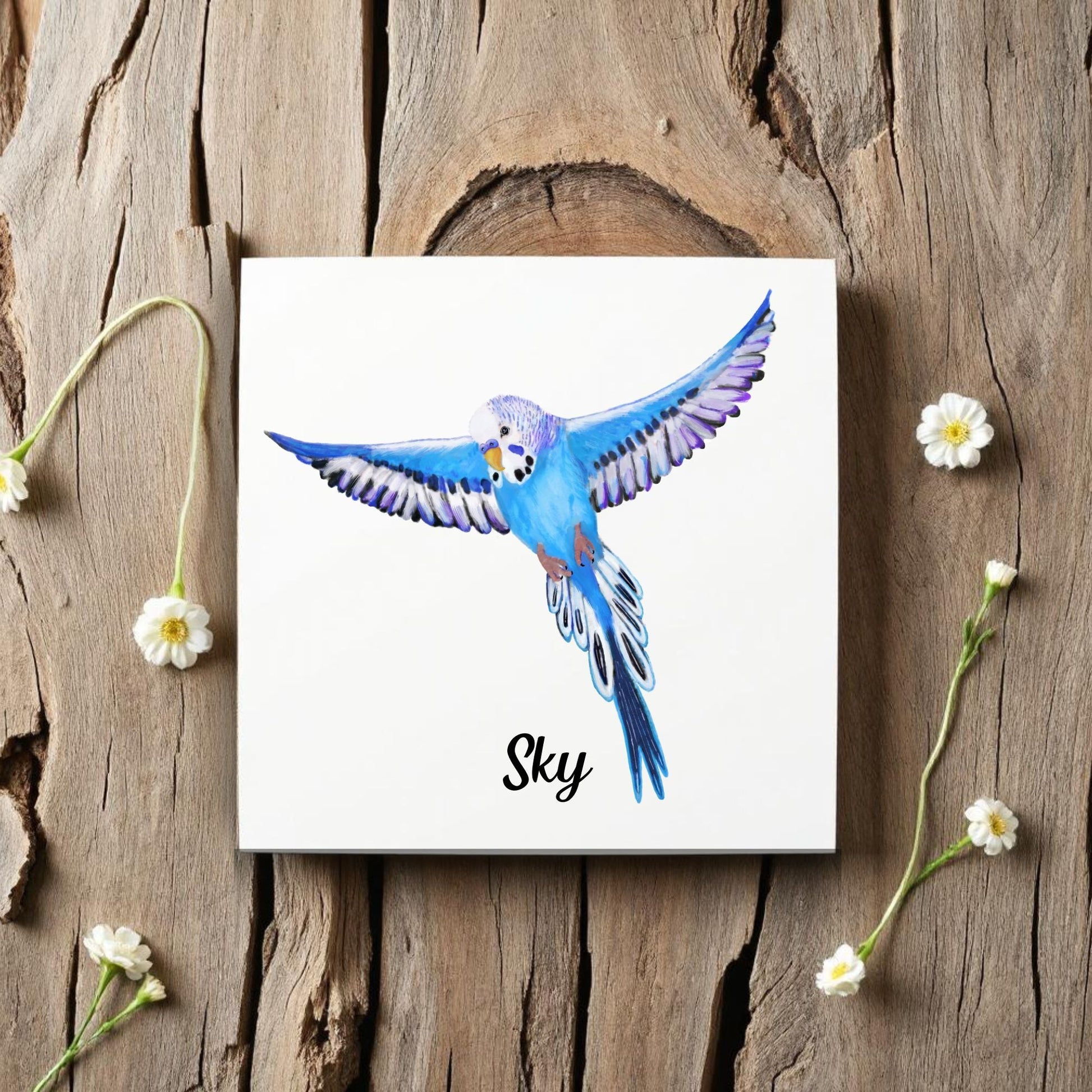 Flying Budgerigar Ceramic Tile – Handcrafted Bird Lover Artwork - MerikaArt