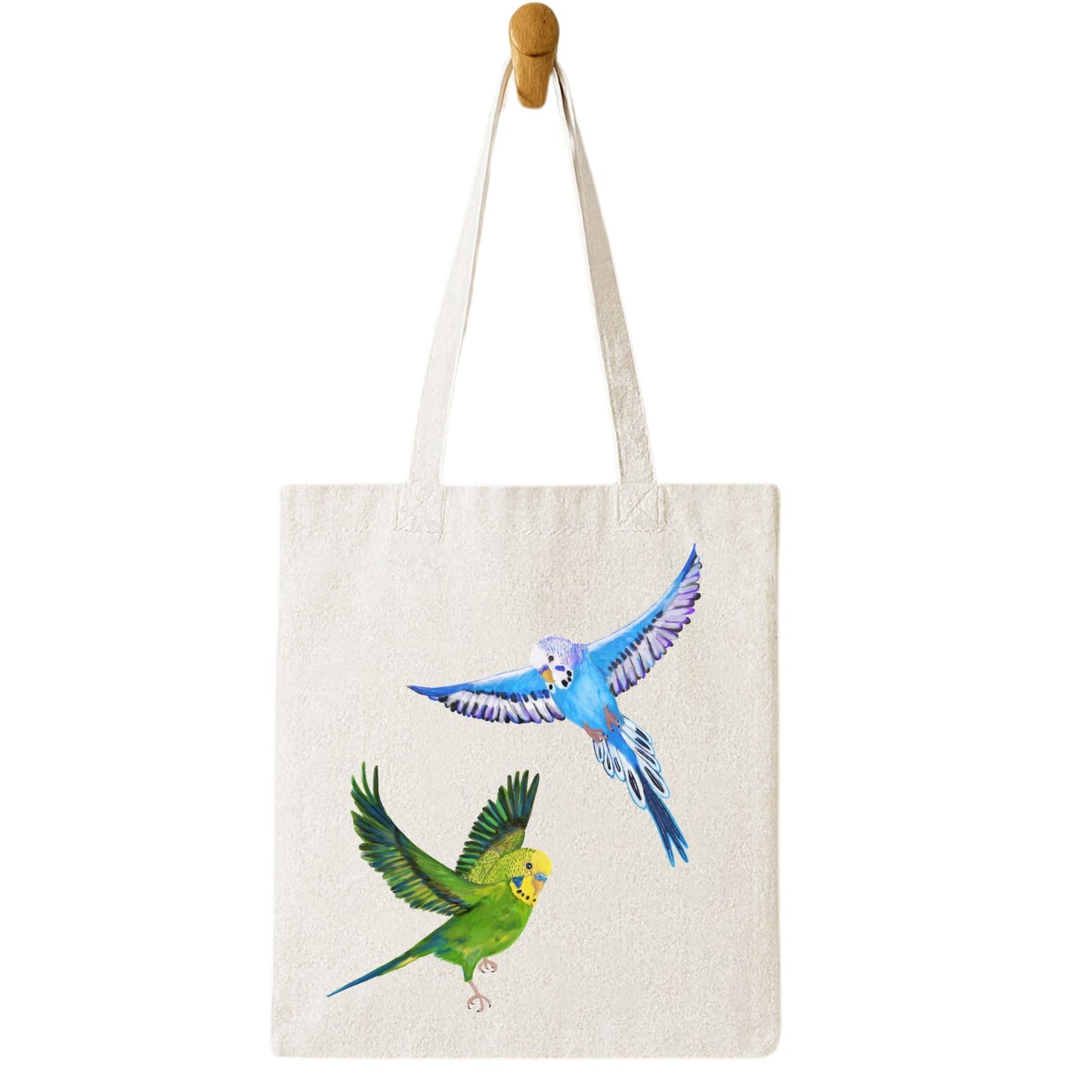 Flying Budgies Canvas Tote Bag - MerikaArt