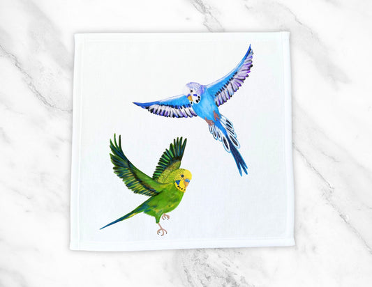 Flying Budgies Washcloth - MerikaArt