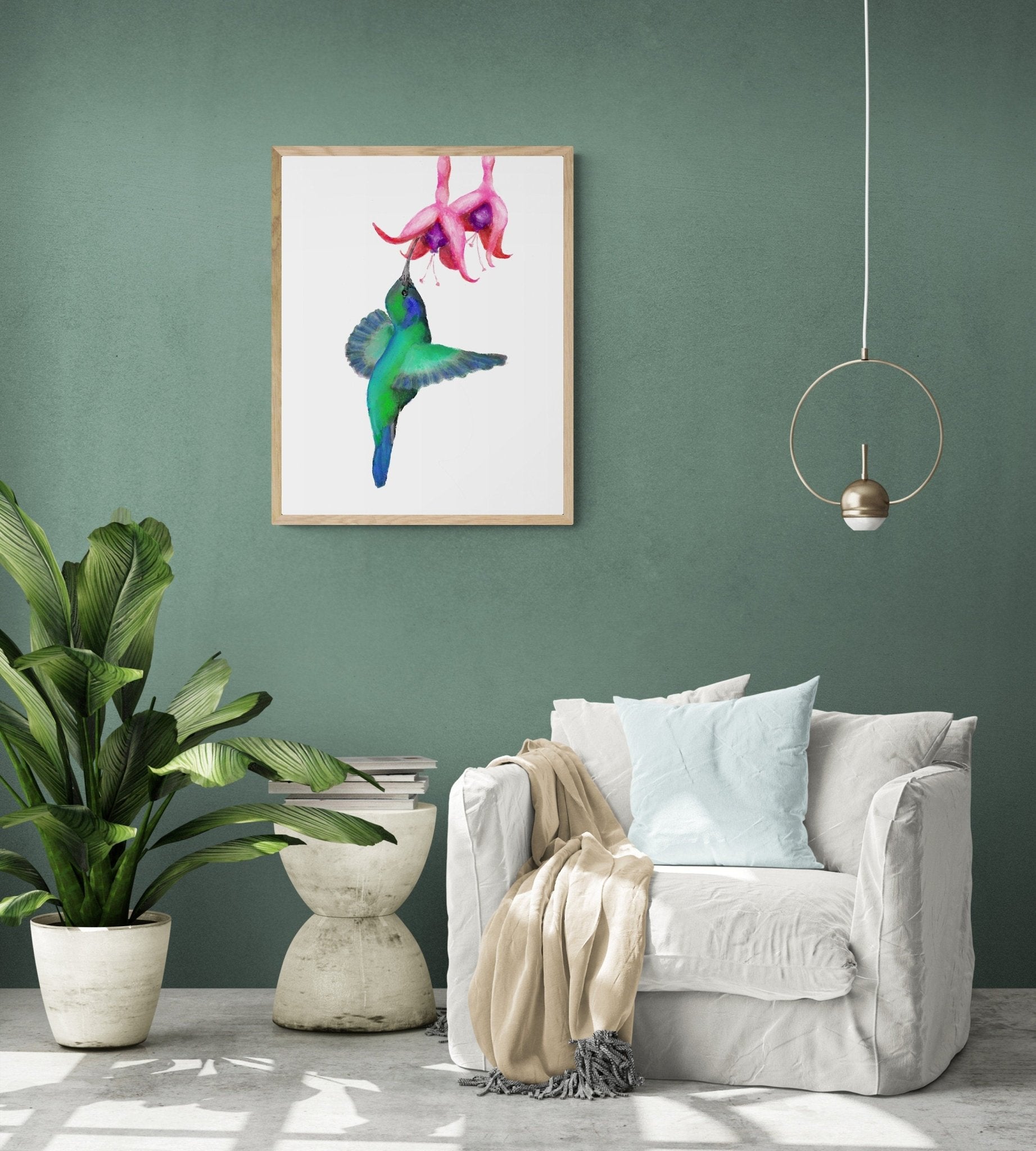 Flying Hummingbird Art Print - MerikaArt