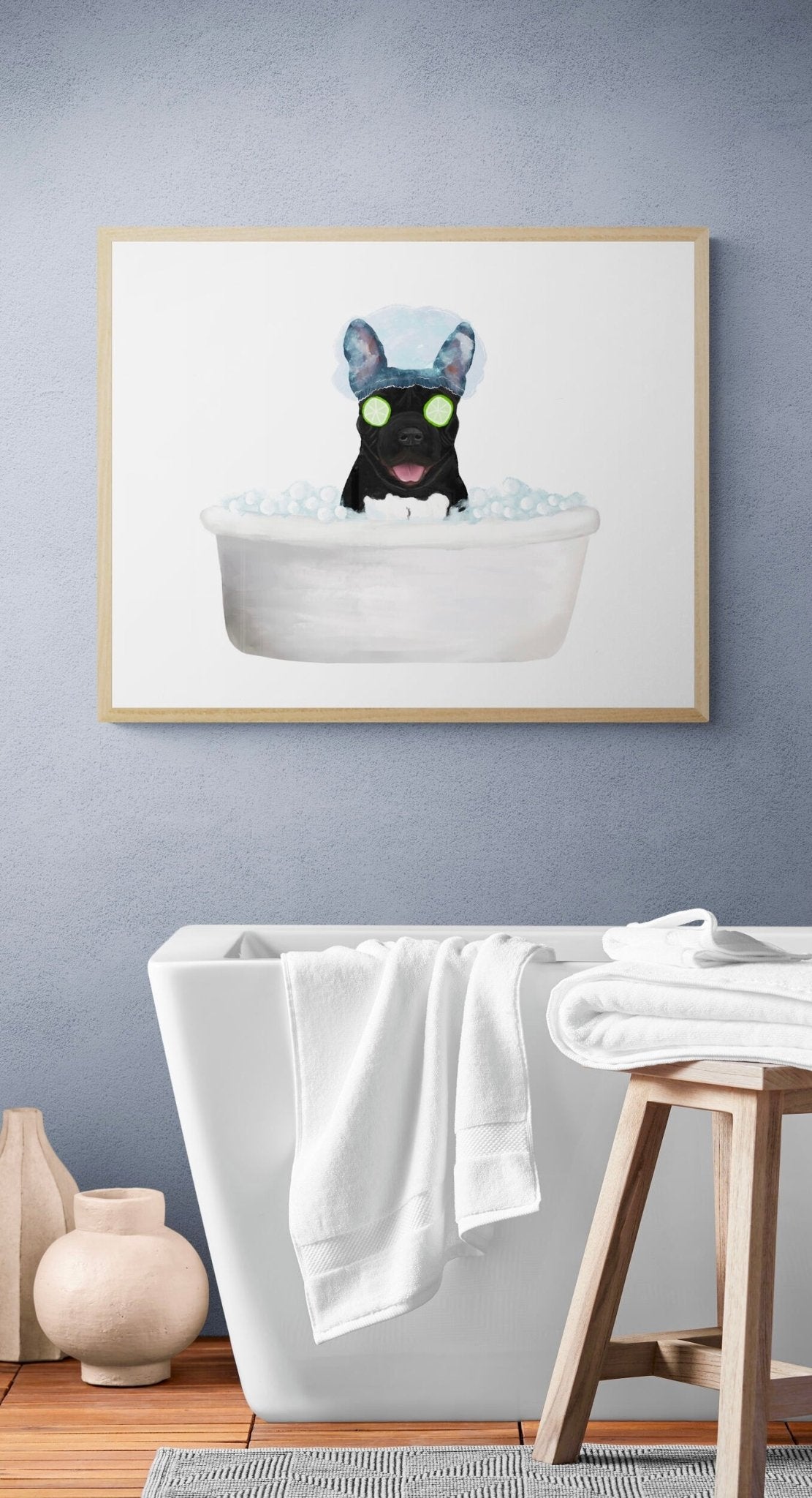 French Bulldog Bathing Print - MerikaArt