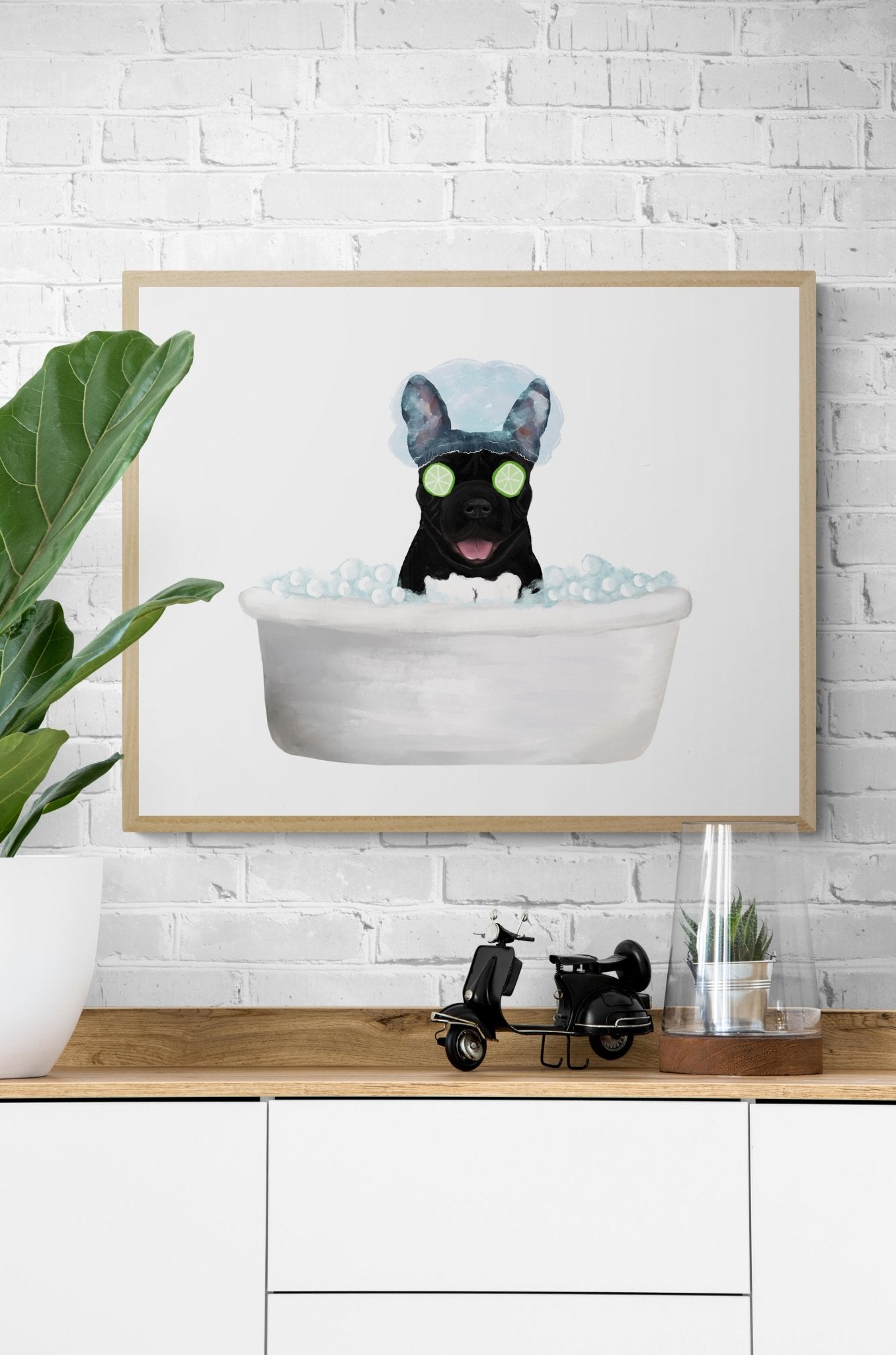 French Bulldog Bathing Print - MerikaArt