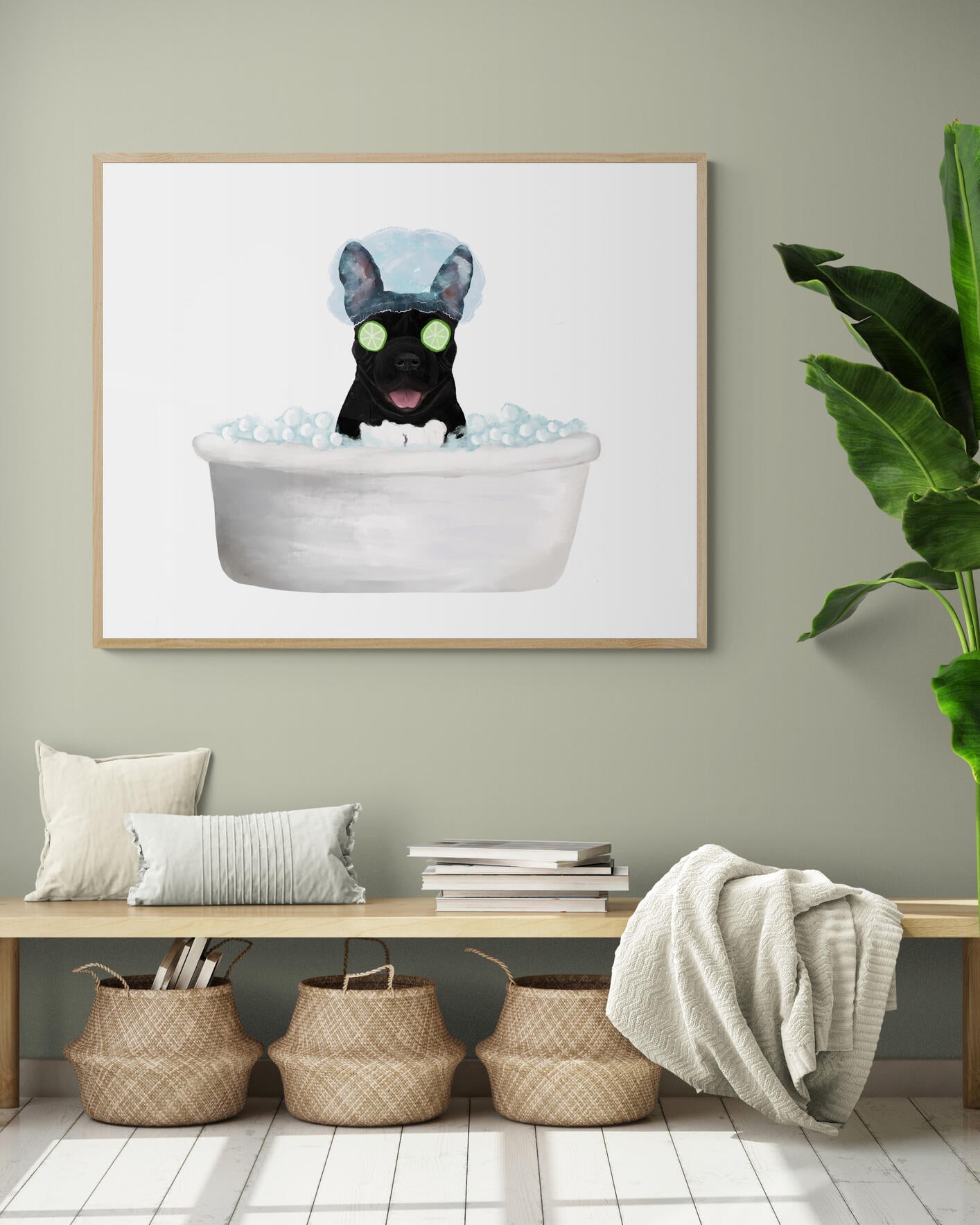 French Bulldog Bathing Print - MerikaArt