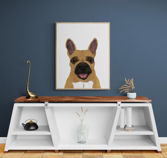 French Bulldog Print, French Bulldog Painting, Bulldog Art, Brown Dog Print, Living Room Wall Art, Bedroom Wall Print, Puppy Home Decor - MerikaArt