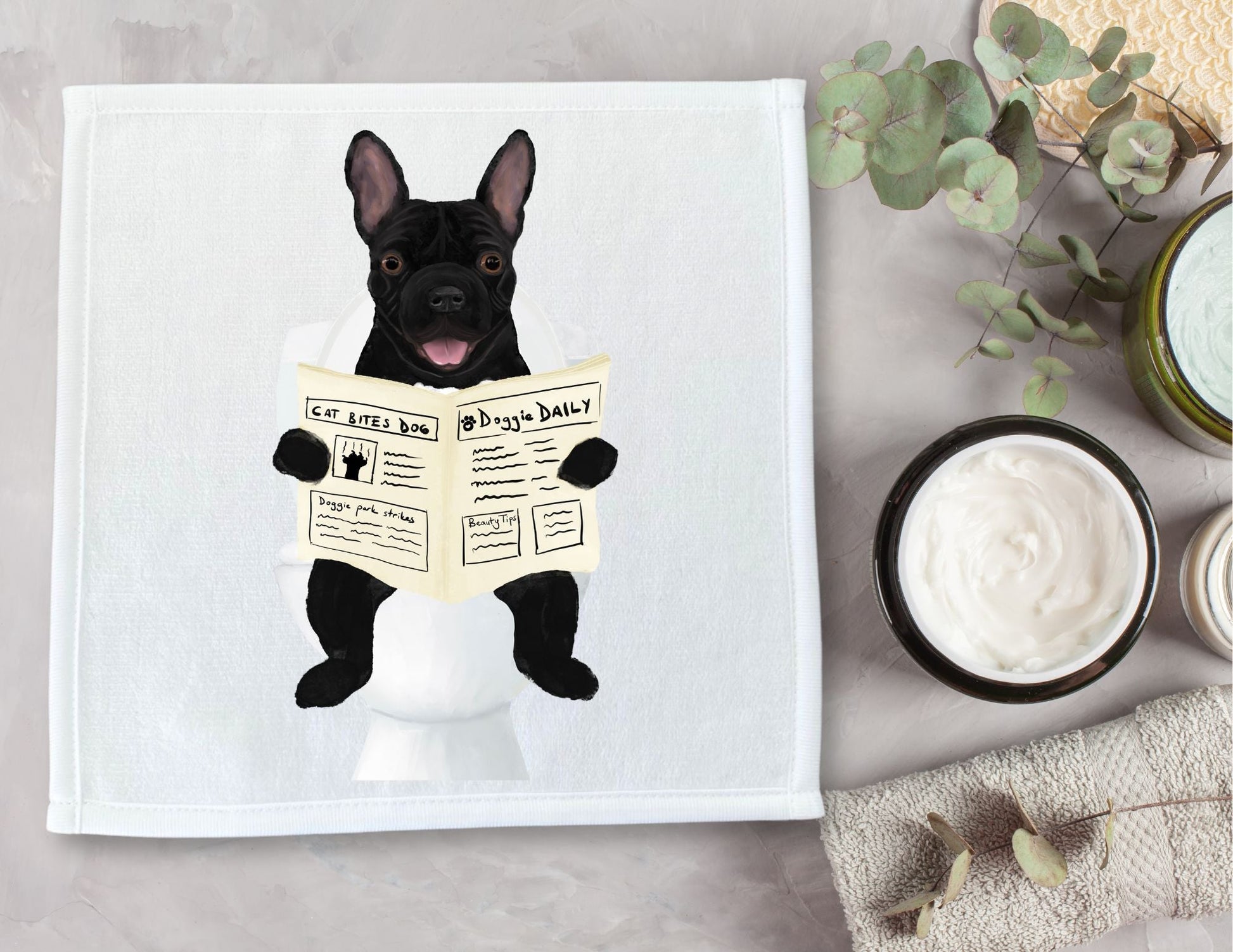 French Bulldog Toilet Humor Washcloth – Perfect Gift for Dog Lovers - MerikaArt