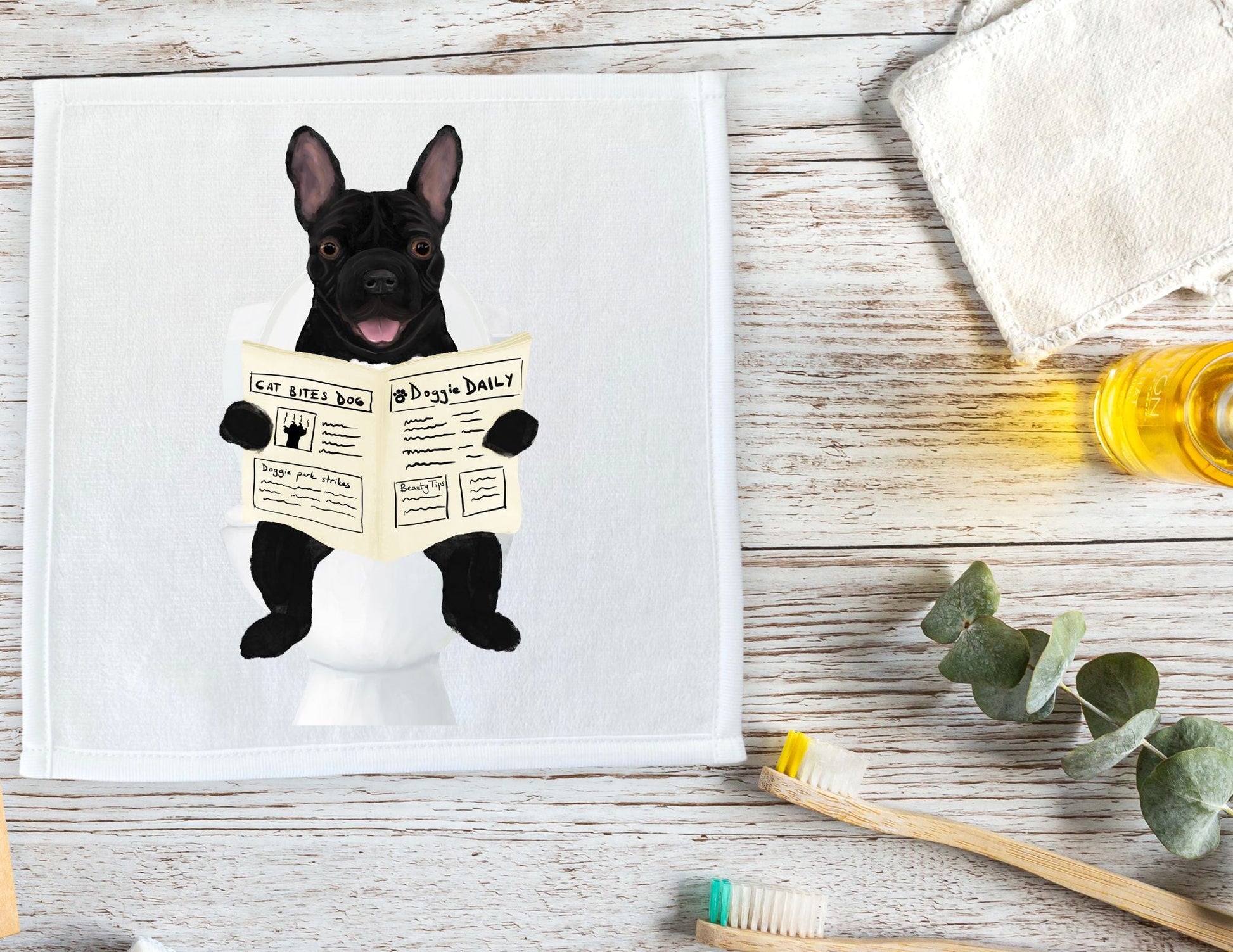 French Bulldog Toilet Humor Washcloth – Perfect Gift for Dog Lovers - MerikaArt