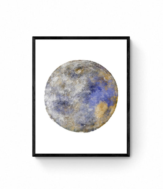 Full Moon Print, Purple Yellow Moon Poster, Galaxy Artwork, Home Wall Decor, Modern Bedroom Wall Decor, Lunar phase, Space Art - MerikaArt