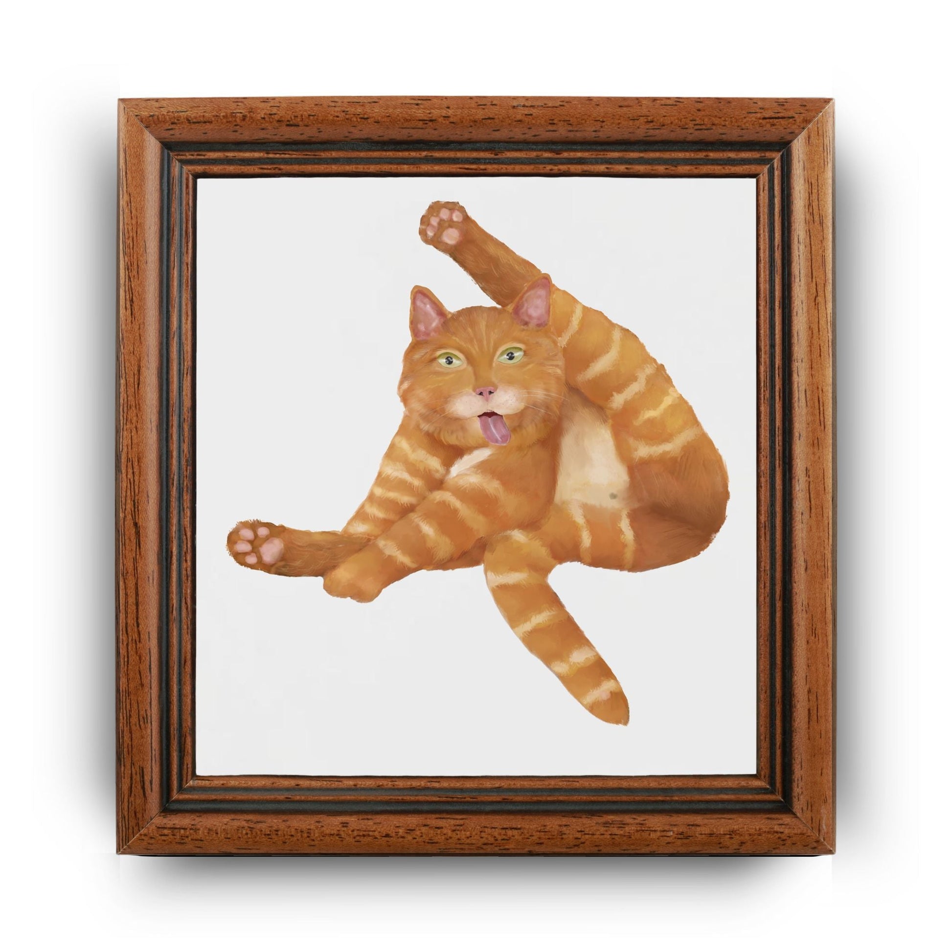 Funny Ginger Cat Ceramic Tile - MerikaArt