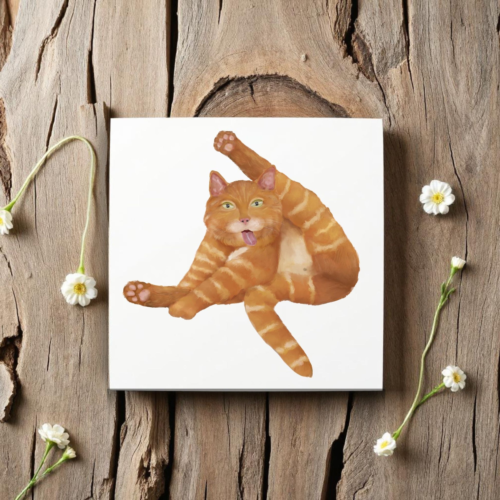 Funny Ginger Cat Ceramic Tile - MerikaArt
