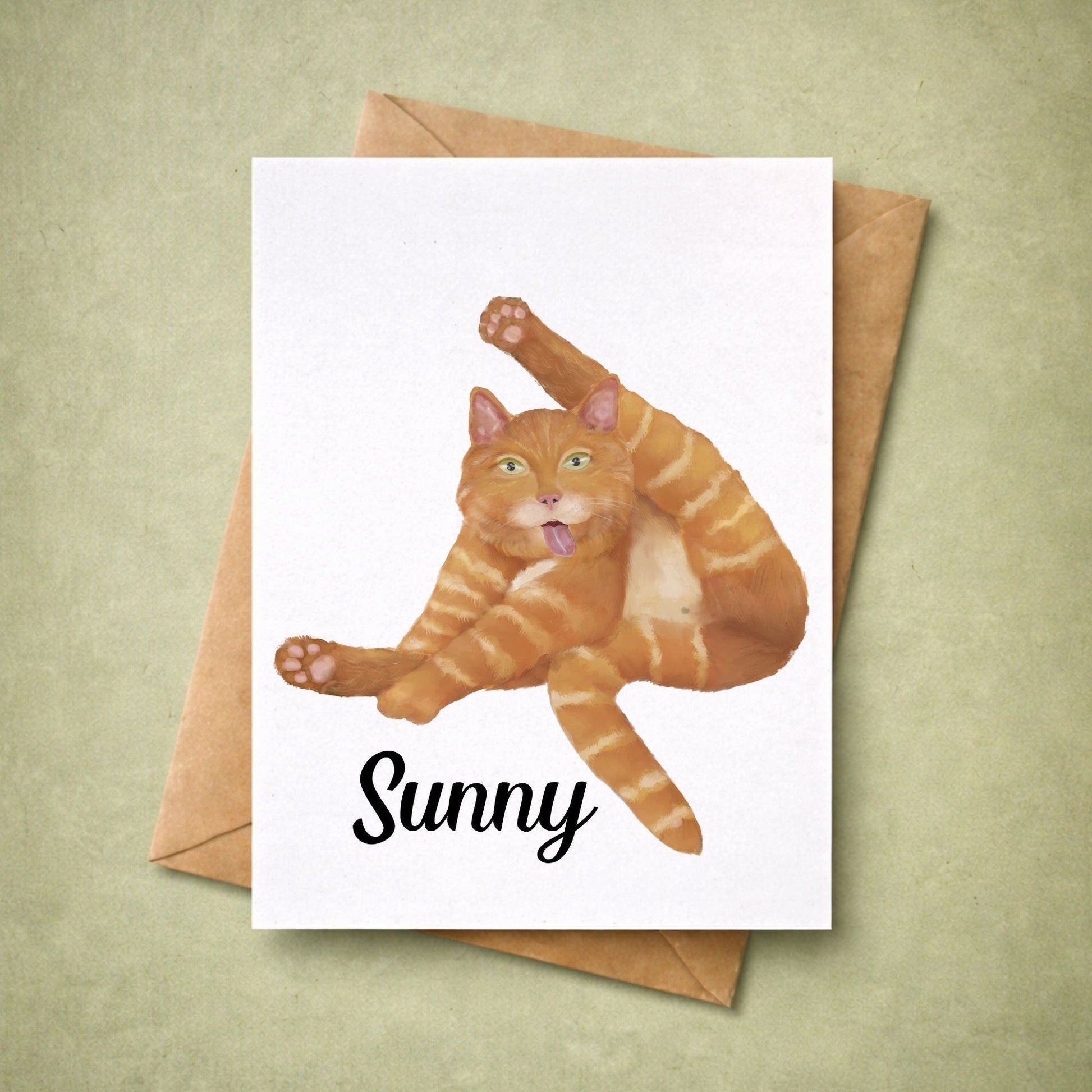 Funny Ginger Cat Postcard - MerikaArt