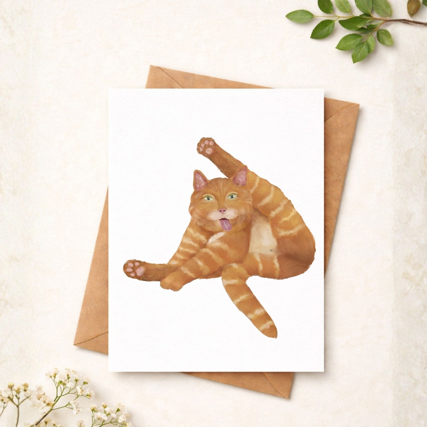 Funny Ginger Cat Postcard - MerikaArt