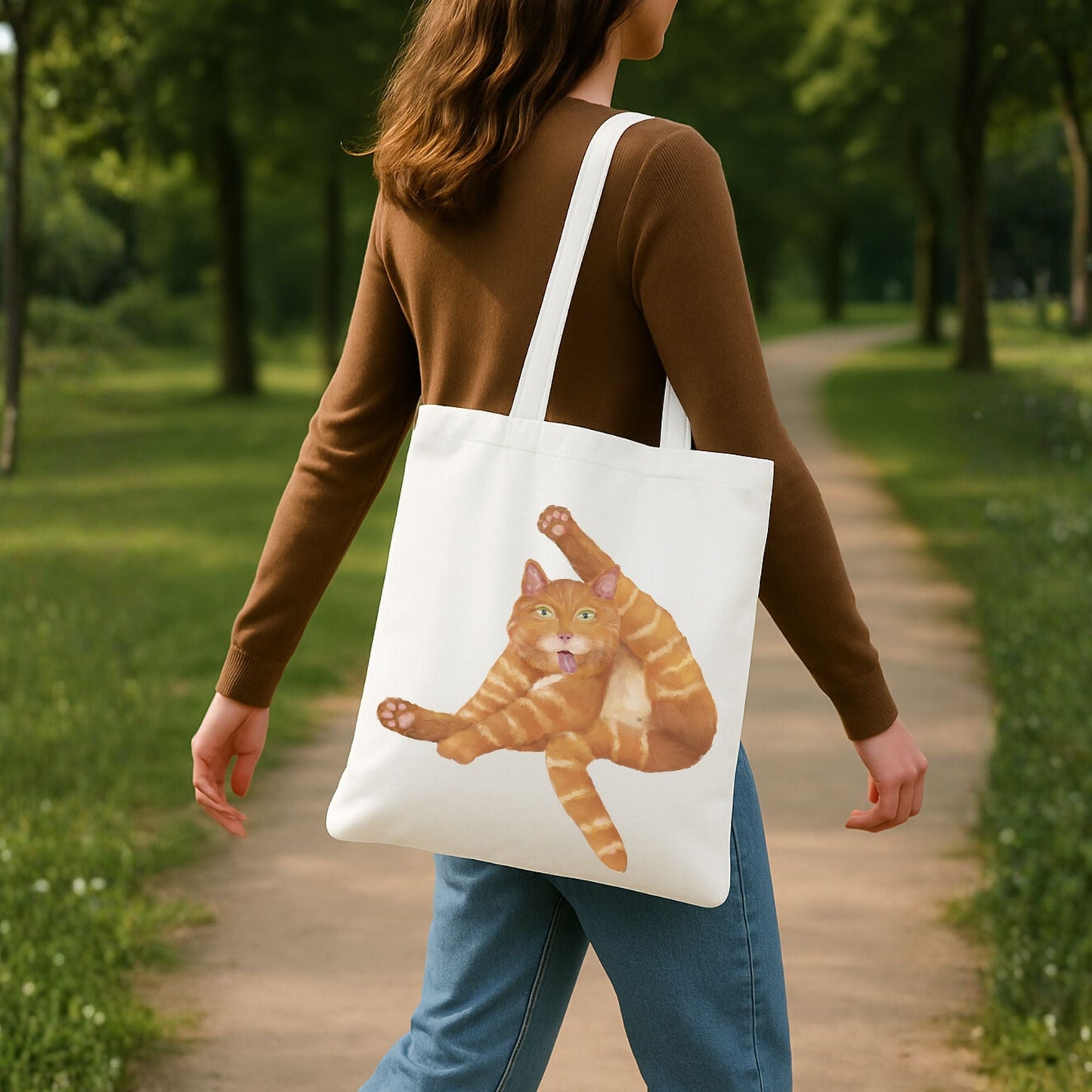Funny Orange Cat Canvas Tote Bag - MerikaArt