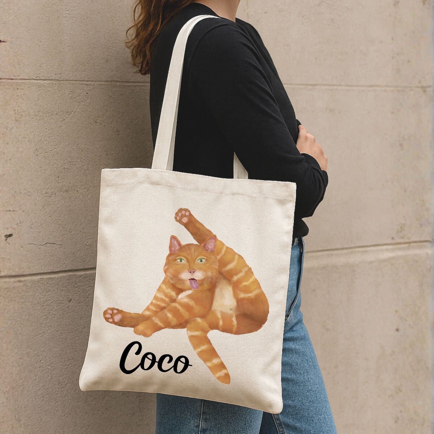 Funny Orange Cat Canvas Tote Bag - MerikaArt
