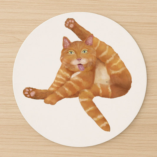 Funny Orange Tabby Cat Mousepad - MerikaArt