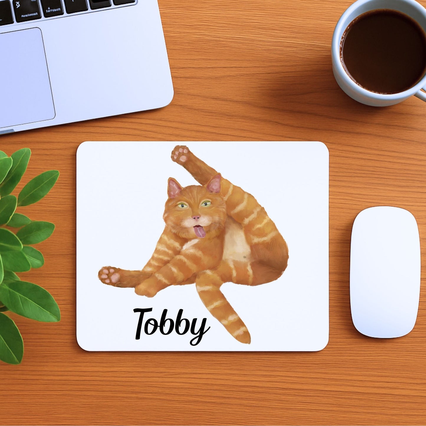 Funny Orange Tabby Cat Mousepad - MerikaArt