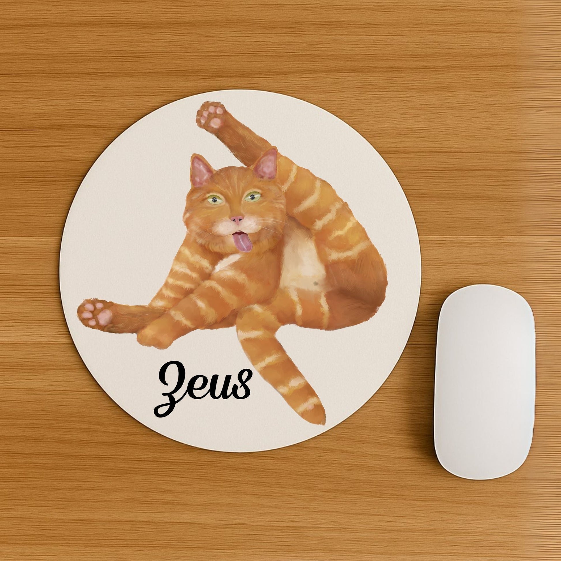 Funny Orange Tabby Cat Mousepad - MerikaArt