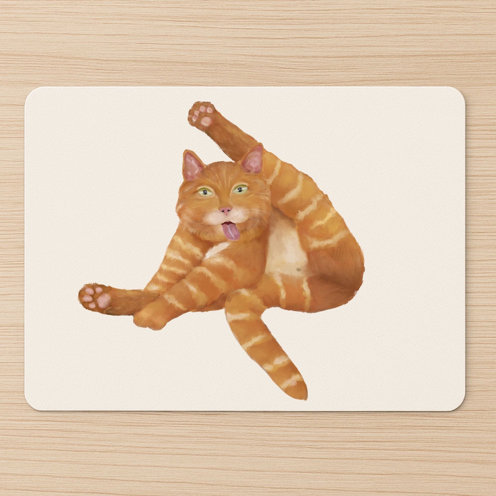 Funny Orange Tabby Cat Mousepad - MerikaArt