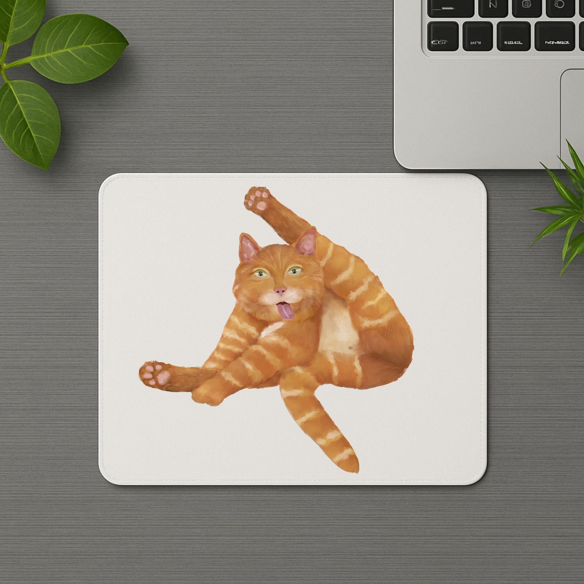 Funny Orange Tabby Cat Mousepad - MerikaArt